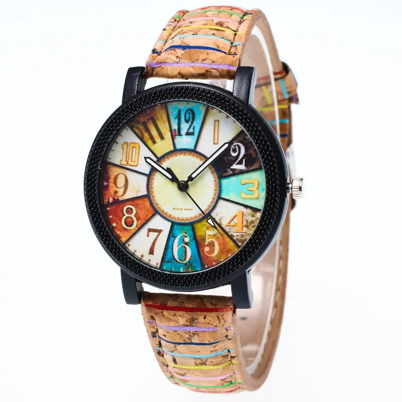 High Quality Women's Watch Harajuku Graffiti Pattern Leather Band Analog Quartz Vogue Wrist Watches 1