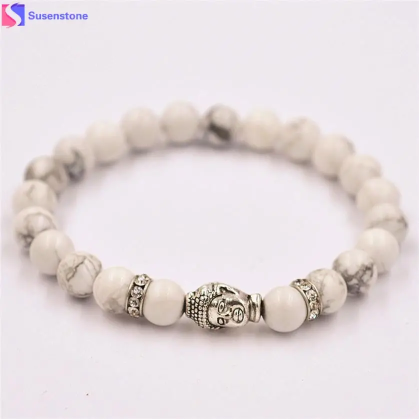 Women Bracelet Alloy Rammel Silver Buddha Elastic Beaded Bracelet Tibet Charm Elastic Bracelets Beads Bracelet 1