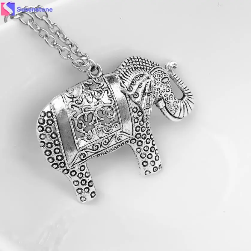 2016 New Arrival Women Kolye Fashion Elephants Pendant Sweater Chain Retro Silver Necklace Girl Vintage Jewelry Ornamentation 1