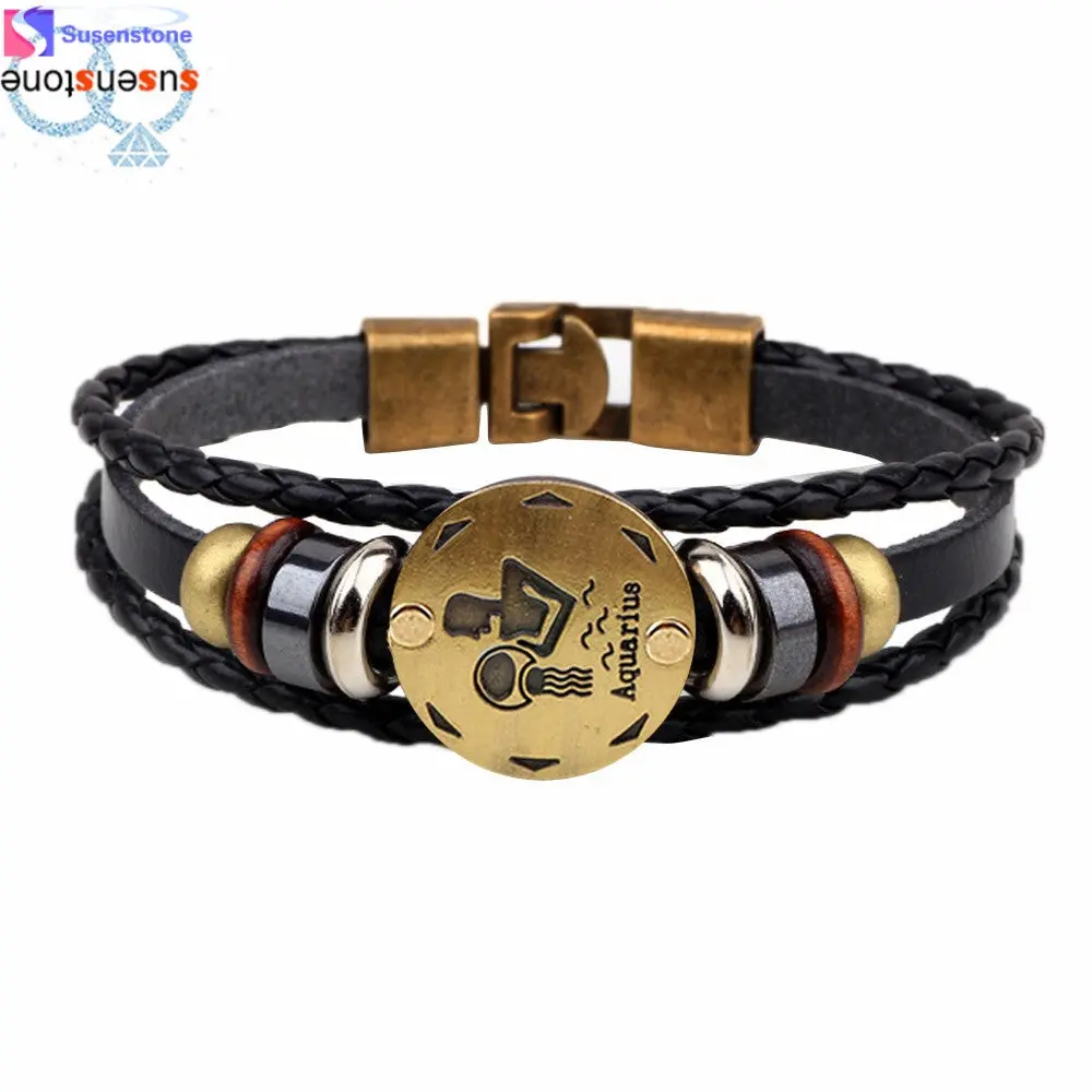 Twelve Constellations Bracelet  Bracelet Fashion Jewelry Leather Bracelet Personality Bracelet Wristband 1