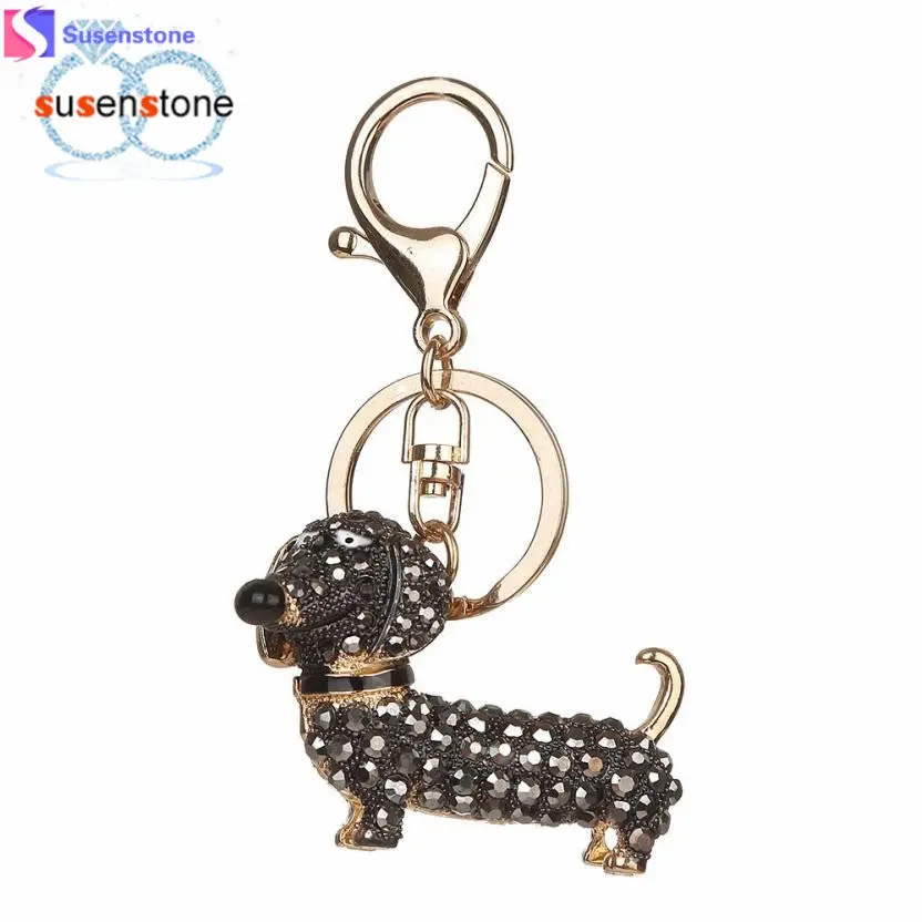 Dog Rhinestone Tassel Keychain Bag Handbag Key Ring Car Key Pendant 1