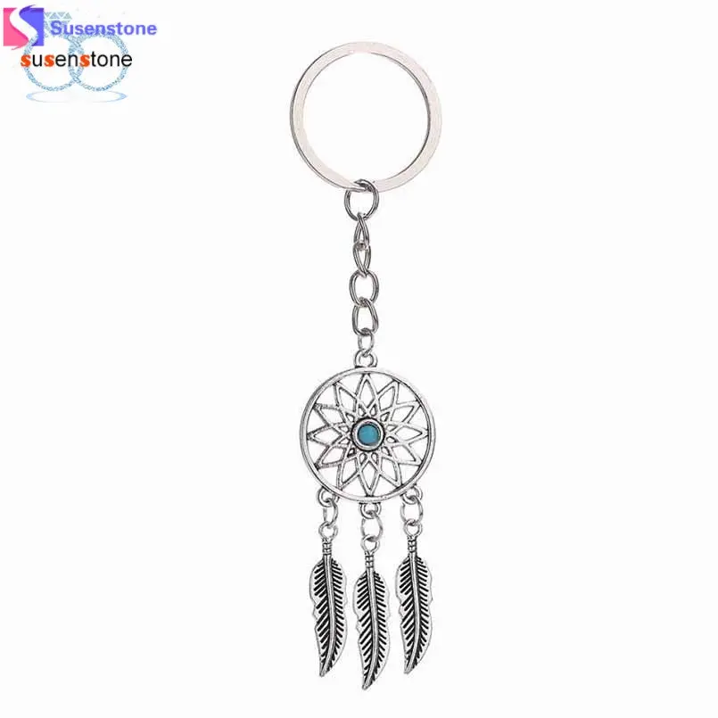 Susenstone Dreamcatcher Feather Tassel Keychain Bag Handbag Ring Car Key Pendant 1