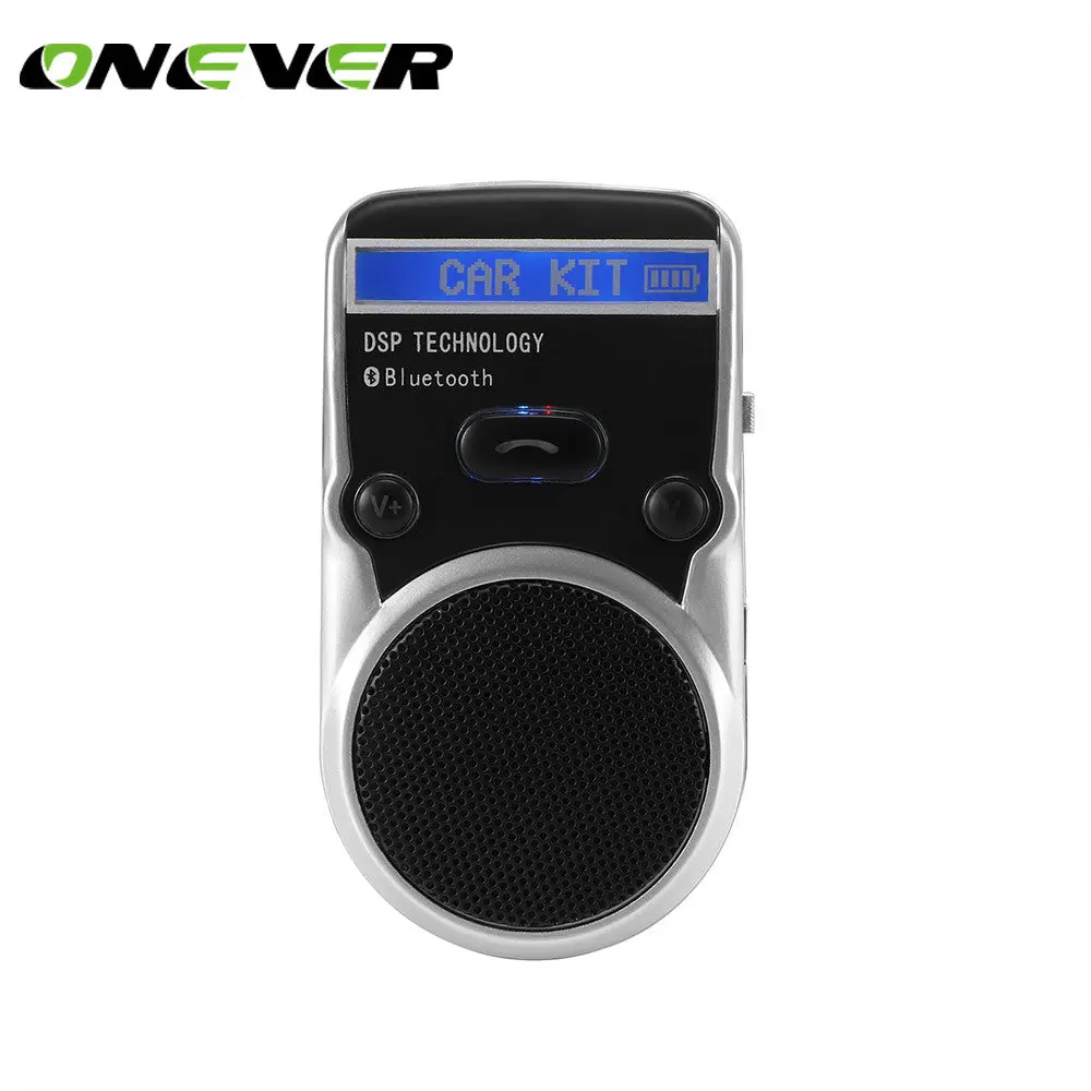 Onever Solar Car Bluetooth Speakerphone Hands-Free Car Kit Sunvisor Car Player Support Call Record Talk With Car Charger 1