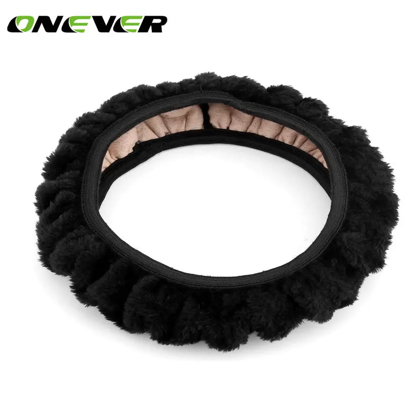 Car Steering Wheel Cover Winter Warm Fuzzy Cover No Need Stitch Plush Warm  Fit For Most 36-38Cm Car Steering Wheel 1