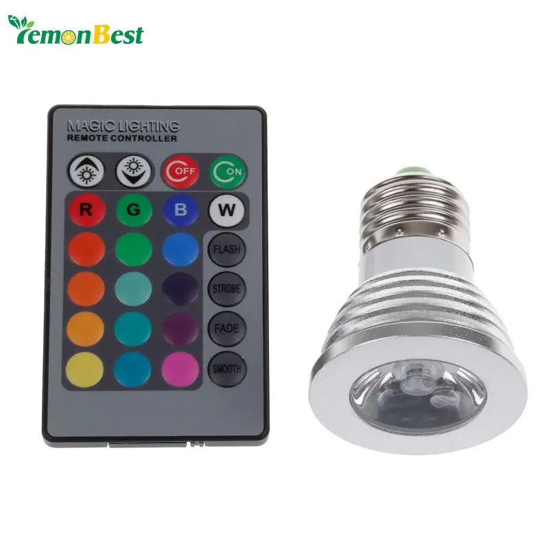 Lemonbest 4W E27 Rgb Led Bulb 16 Color Change Lamp Spotlight 110-245V 110V 220V For Home Party Decoration With Ir Remote 1