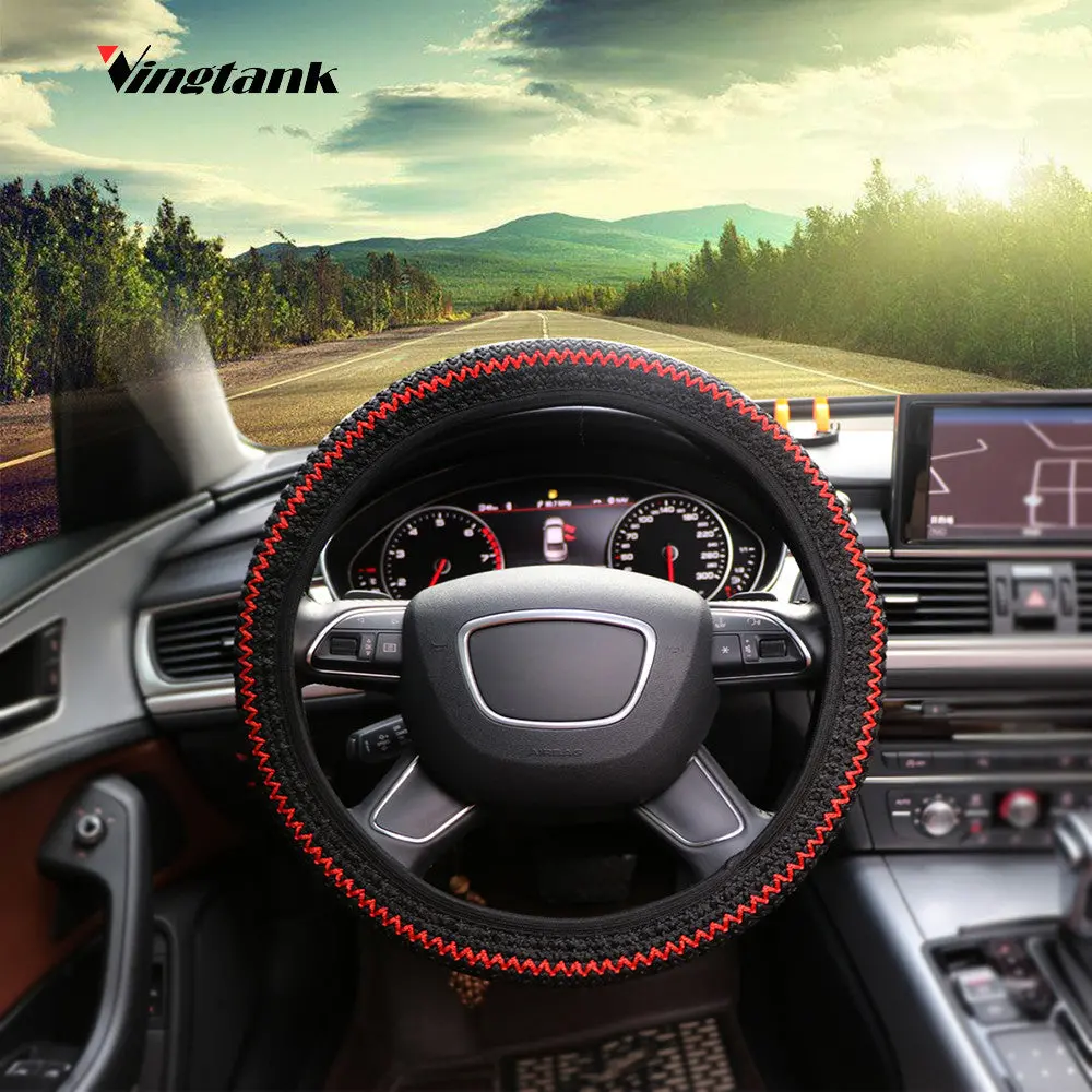New Universal Steering Wheel Cover Anti-Slip Elastic Breathable Ice Silk Car Steering Wheel Cover 38Cm 1