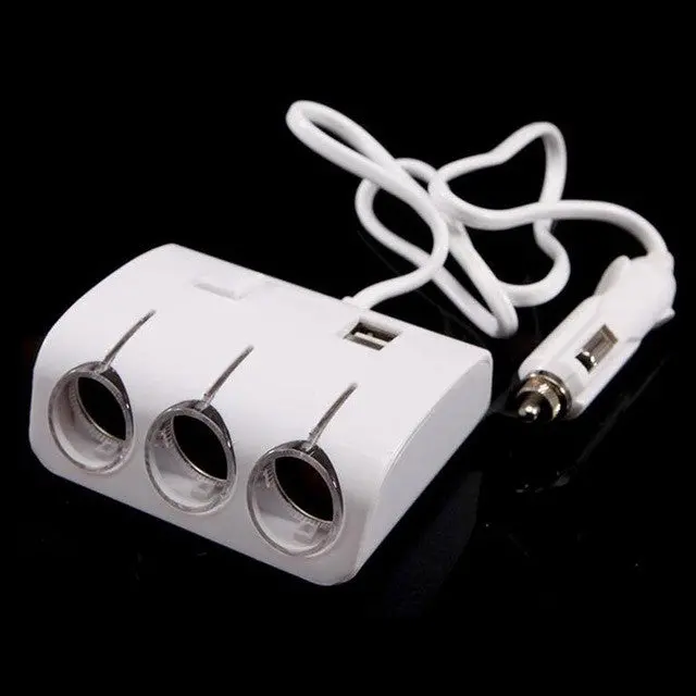 Onever 1 To 3 Car Cigarette Lighter Plug Power Adapter Dual Usb Port Car Cigarette Lighter Socket Splitter Charger With Switch 2