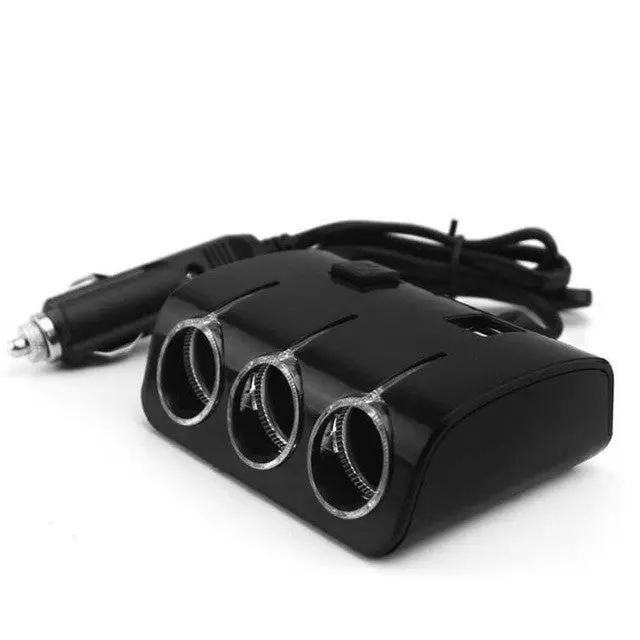 Onever 1 To 3 Car Cigarette Lighter Plug Power Adapter Dual Usb Port Car Cigarette Lighter Socket Splitter Charger With Switch 2