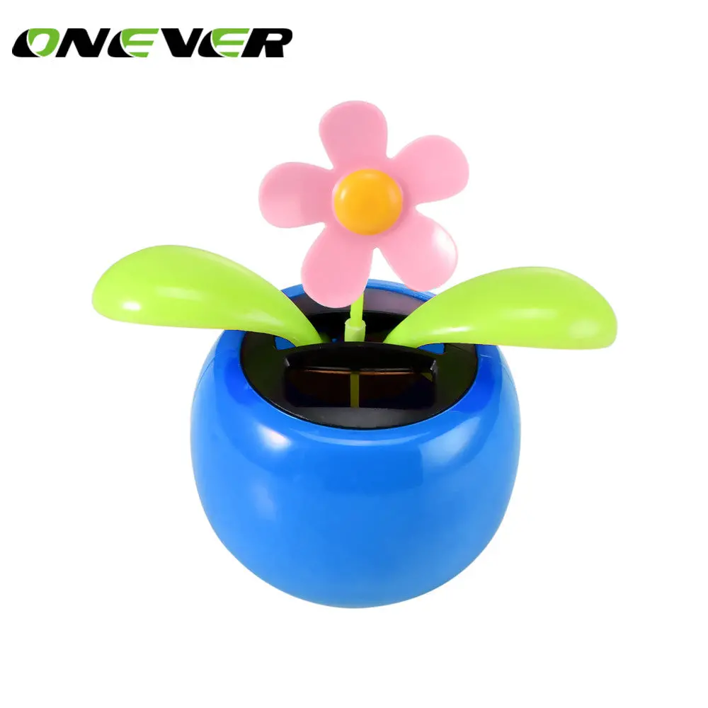 Onever Plastic Pink Blue Dancing Solar Flower Dacing Car Decoration Moved Solar Energy Happy Dancing Flower Car Interior 1