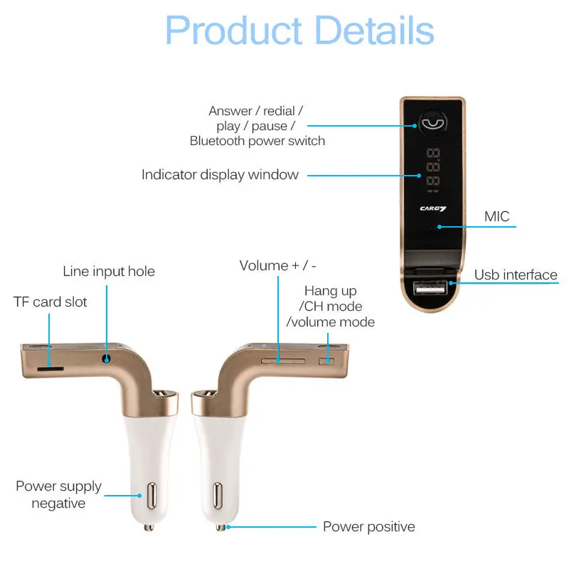 Onever Bluetooth Handsfree Car Kit Wireless Bluetooth Fm Transmitter Mp3 Player Car Kit Charger For Iphone6 Samsung Smart Phone 1