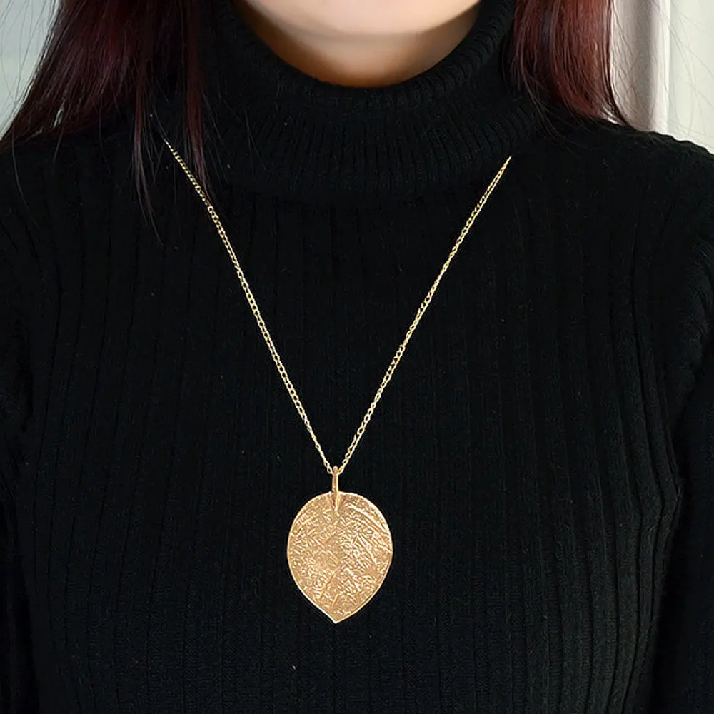 Fashion Womens Charm Golden Leaf Pendant Necklace Long Sweater Chain Jewelry 1