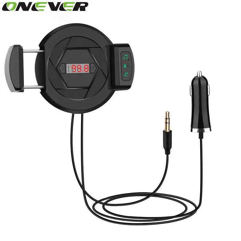 Onever Blutooth 4.1 Fm Transmitter Handsfree Car Kit With Mic With Car Phone Holder Usb Charger Car Audio Mp3 Player Aux Input 1
