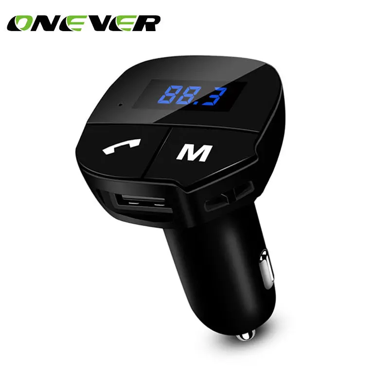 Onever Bluetooth Car Kit Usb Fm Transmitter Mp3 Player Fm Modulator 2.1A Usb Car Charger Support U Disk Car Fm Transmitter Black 1