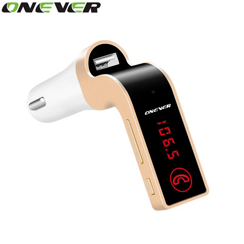 Onever Car Mp3 Audio Player Bluetooth Fm Transmitter Mini Wireless Fm Modulator Car Kit Handsfree Lcd Screen Radio Mp3 Golden 1