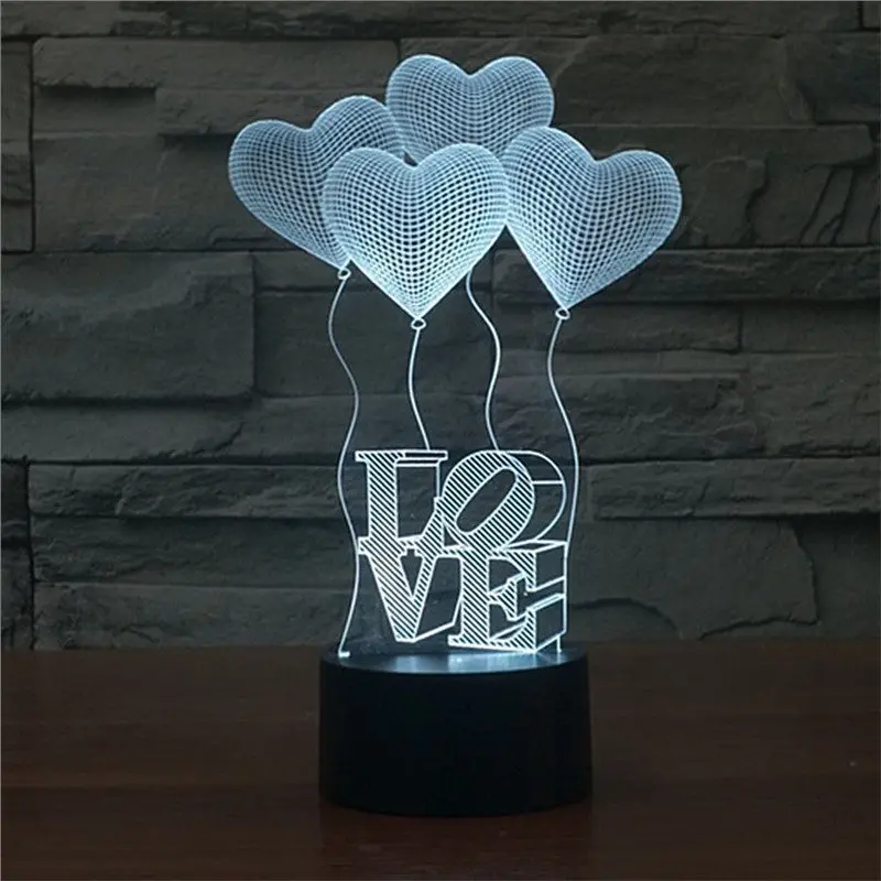 3D Lamp Visual Light Effect Touch Switch & Remote Control Colors Changes Night Light 1