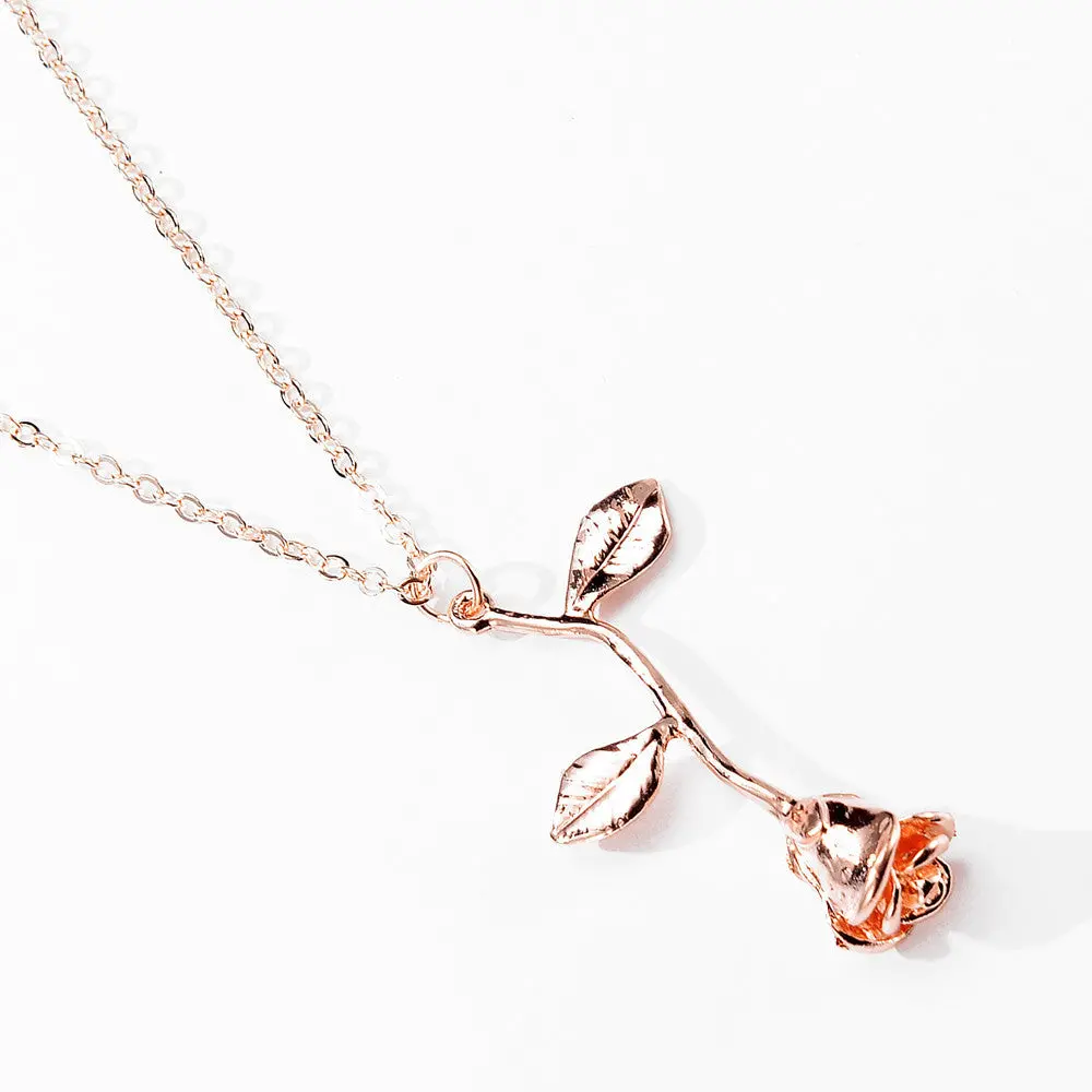 Fashion Necklace Rose Pendant Necklace Anniversary Gift Personalized 1