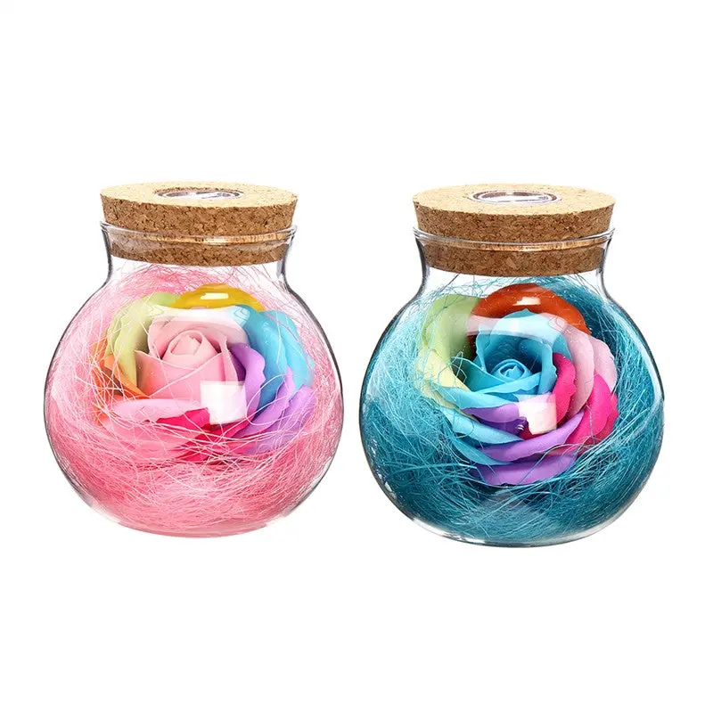 Rose Wish Bottle Handmade Eternal Never Withered Flower With Remote Control 7 Color Led Light Bottle Gift For Valentine's Day Mother's Day Anniversary Birthday Wedding 1