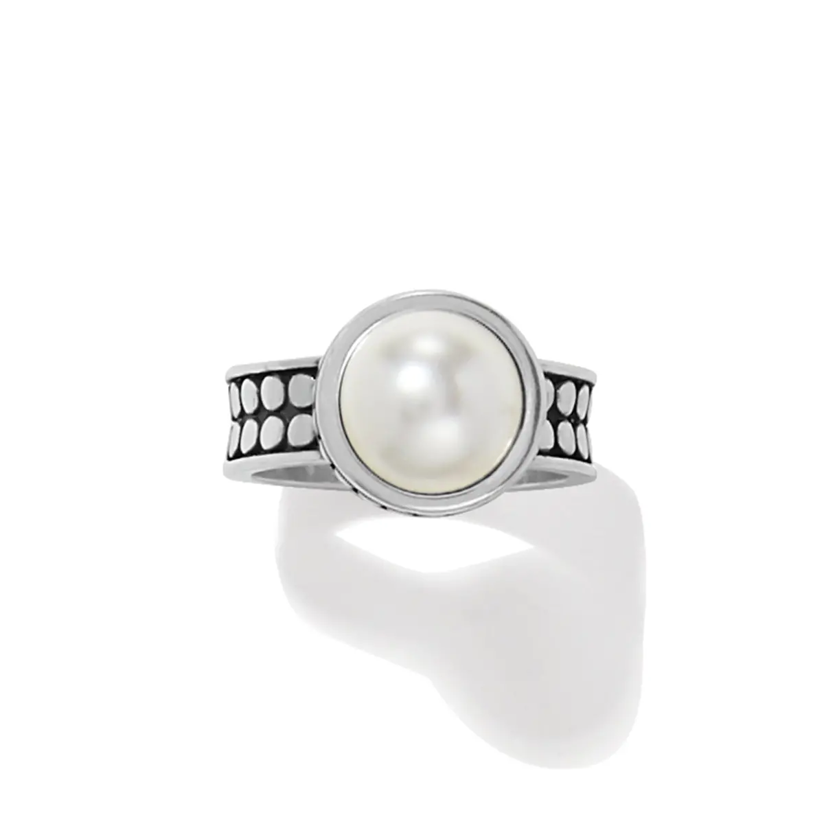 Pebble Dot Pearl Wide Band Ring 1