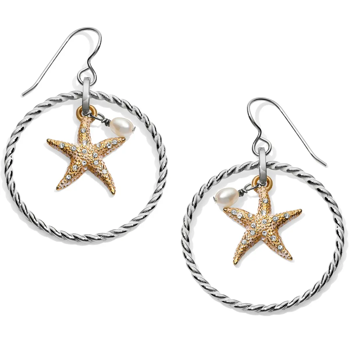 Under The Sea Floating Starfish French Wire Earrings 1