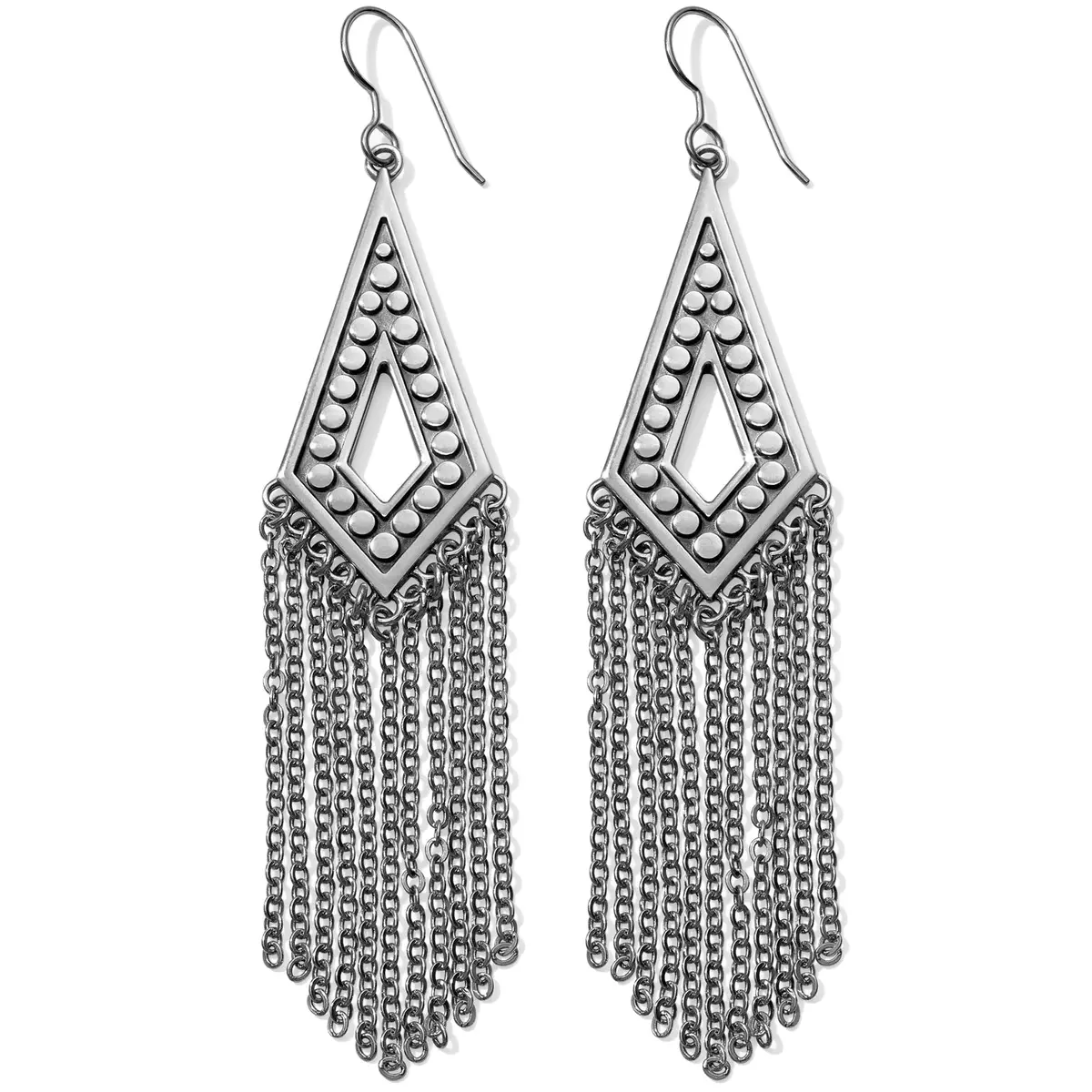 Pebble Disc Fringe French Wire Earrings 1