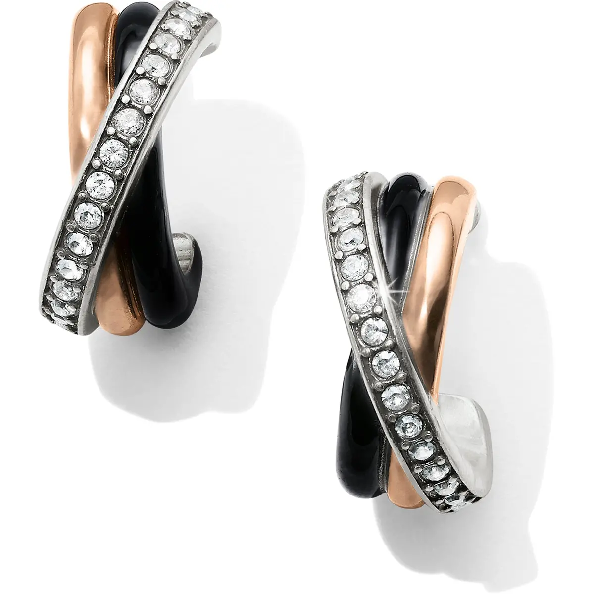 Neptune's Rings Black Post Clip Earrings 1