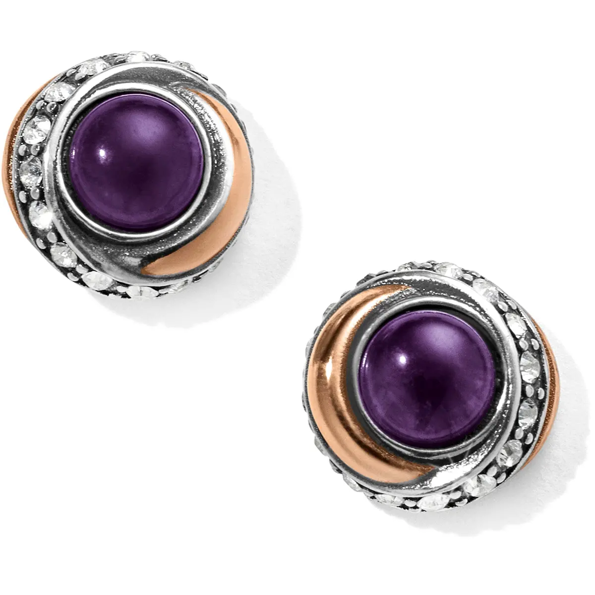 Neptune's Rings Amethyst Button Earrings 1