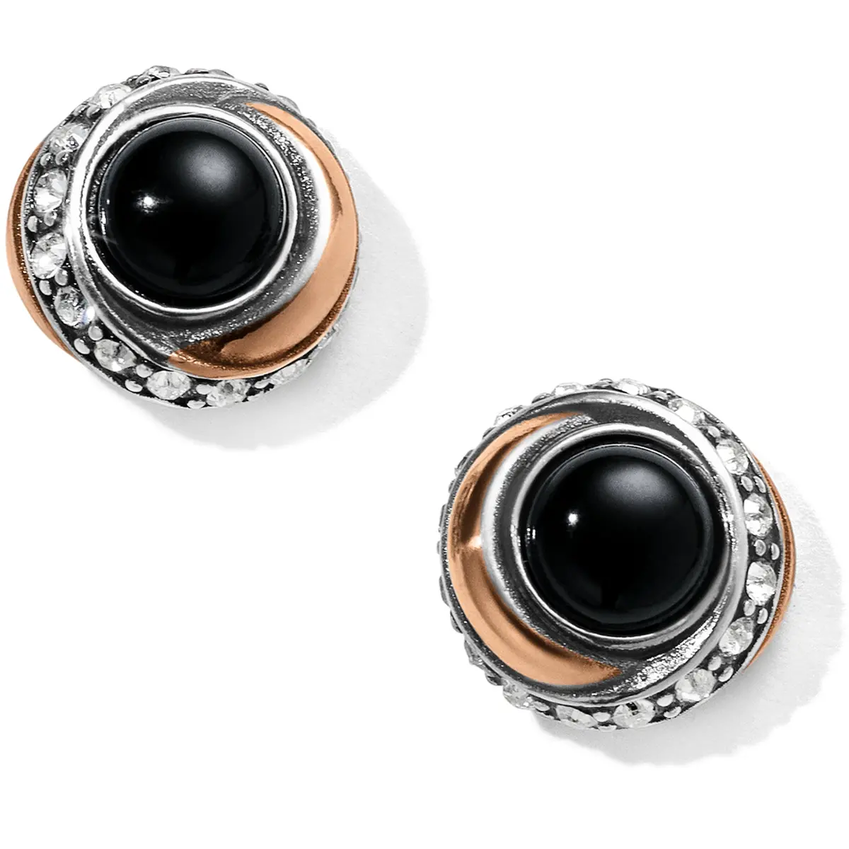 Neptune's Rings Black Agate Button Earrings 1