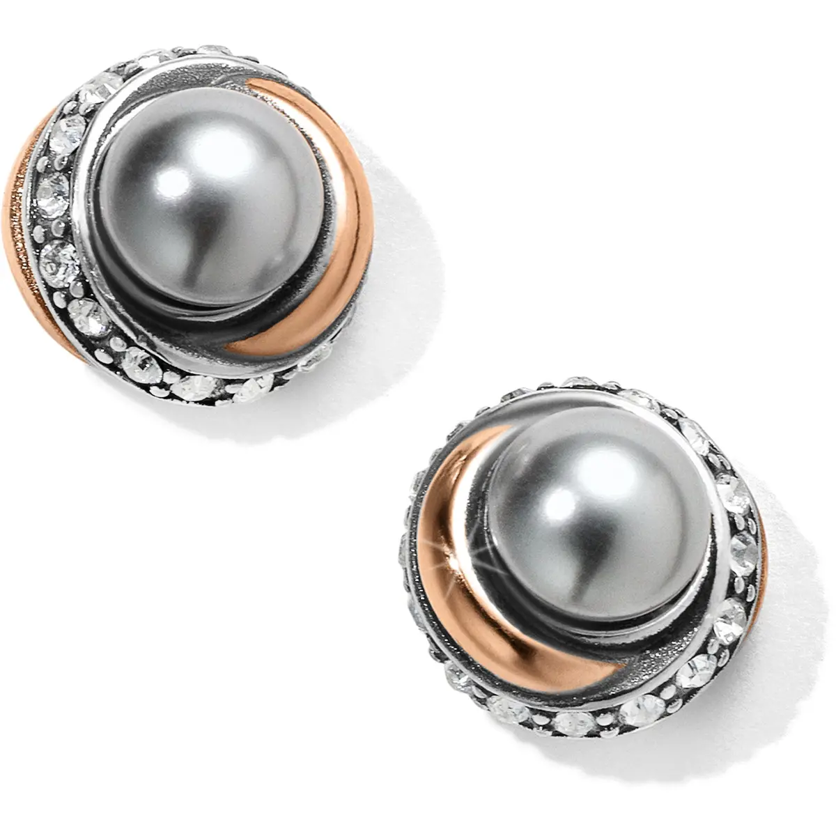 Neptune's Rings Gray Pearl Button Earrings 1