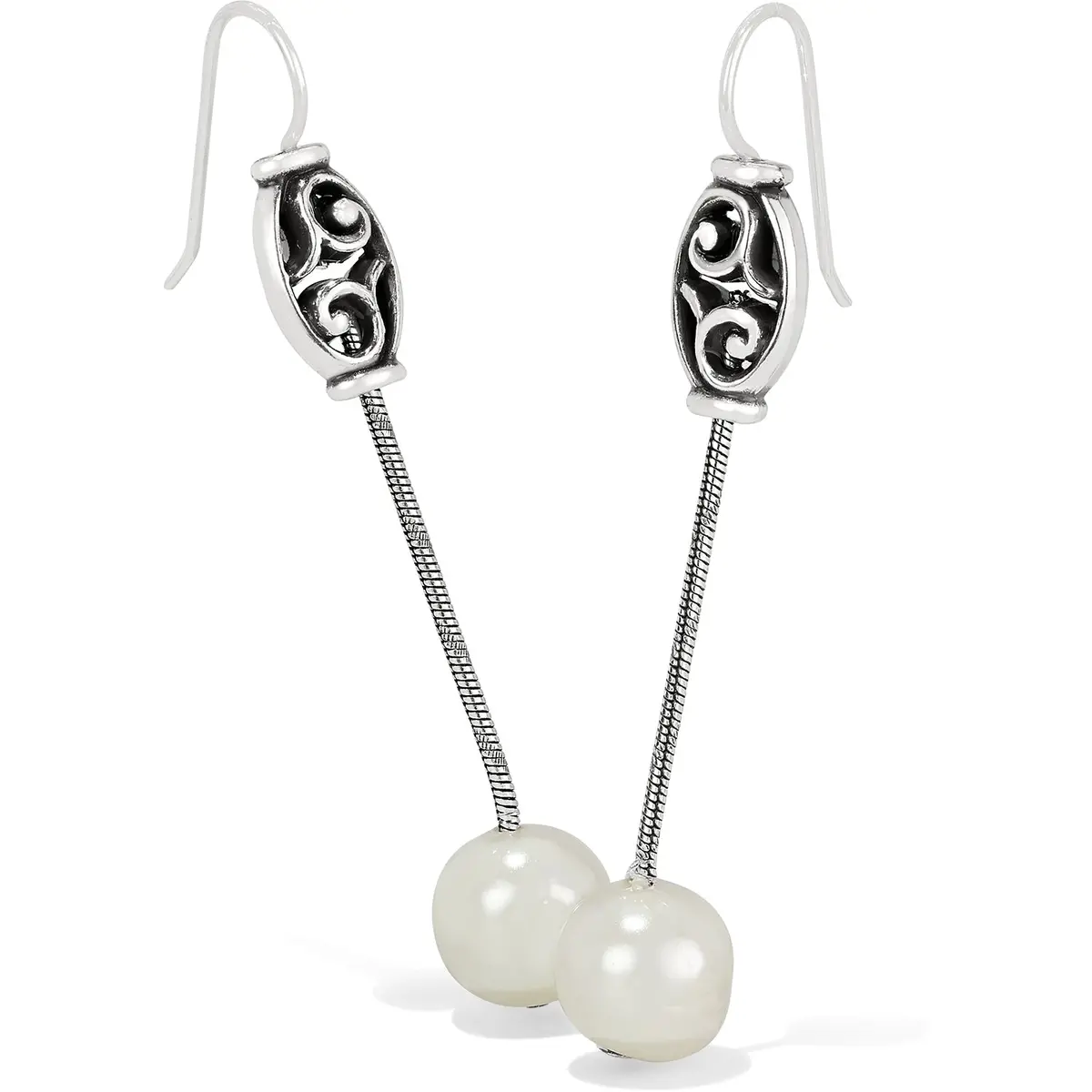 Mediterranean Pearl Long French Wire Earrings 1