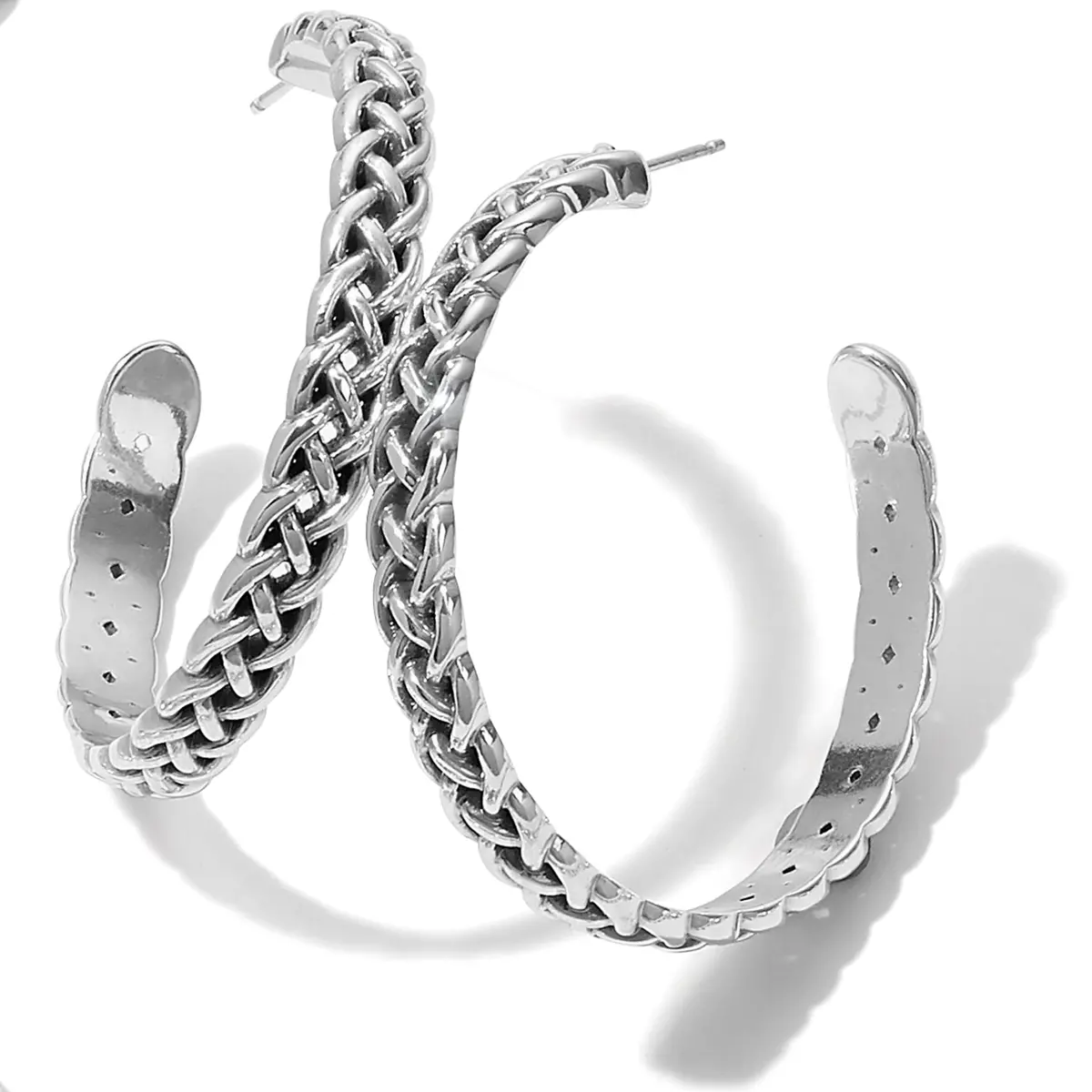Interlok Braid Large Hoop Earrings 1