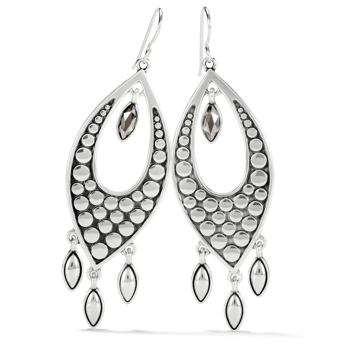 Pebble Disc Marquise Statement French Wire Earrings 1