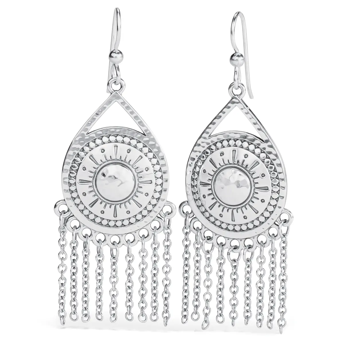 Marrakesh Neutral Fringe French Wire Earrings 1