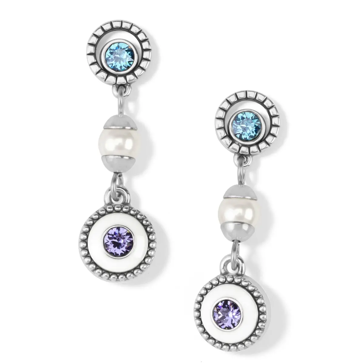 Halo Light Pearl Post Drop Earrings 1