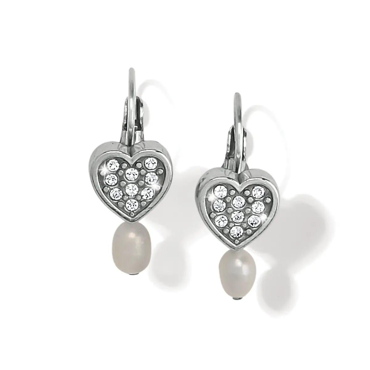 Meridian Zenith Heart Pearl Leverback Earrings 1