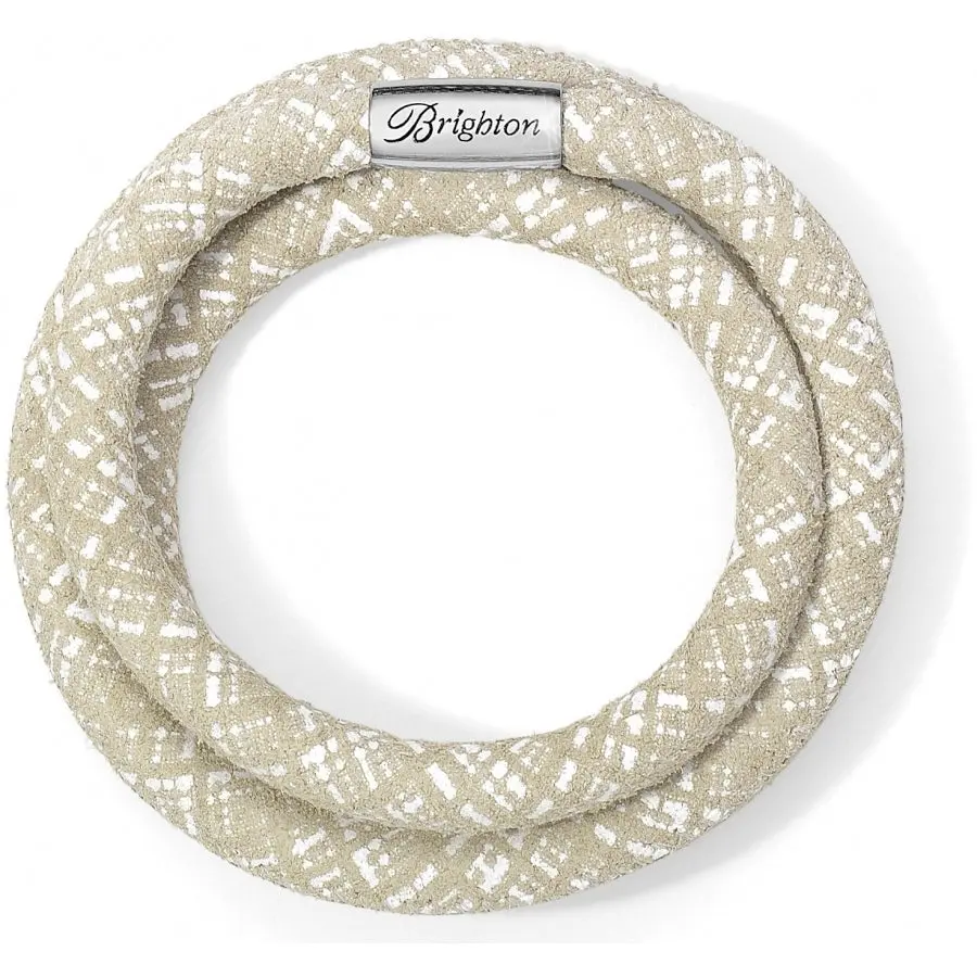 Woodstock Metallic Triple Bracelet | White Sand 1