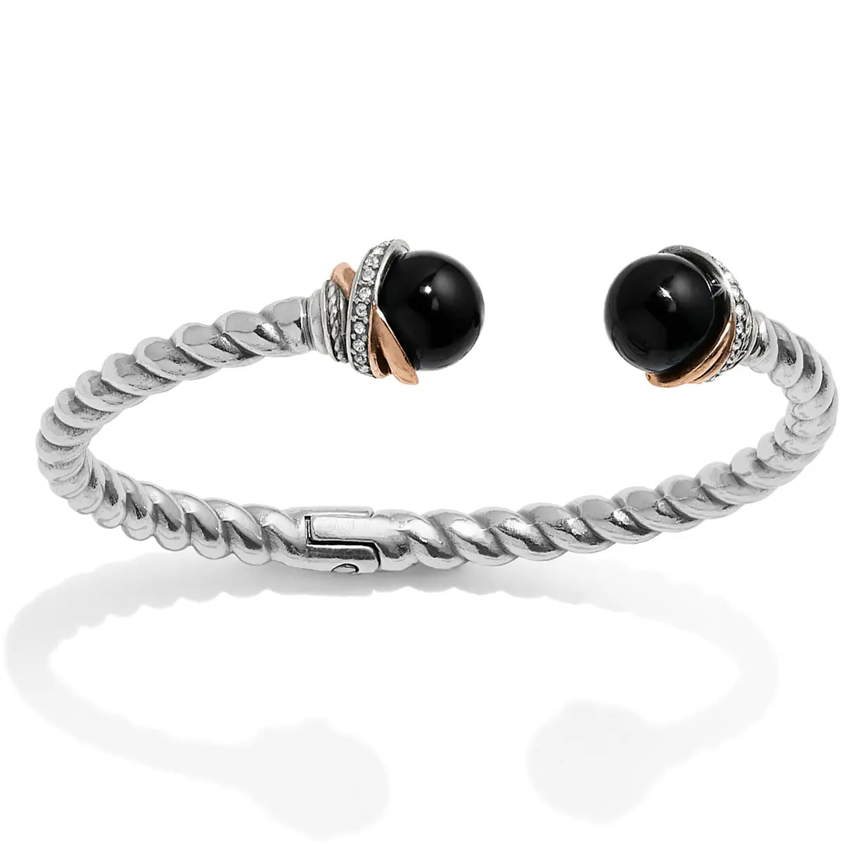 Neptune's Rings Black Agate Open Hinged Bangle 1