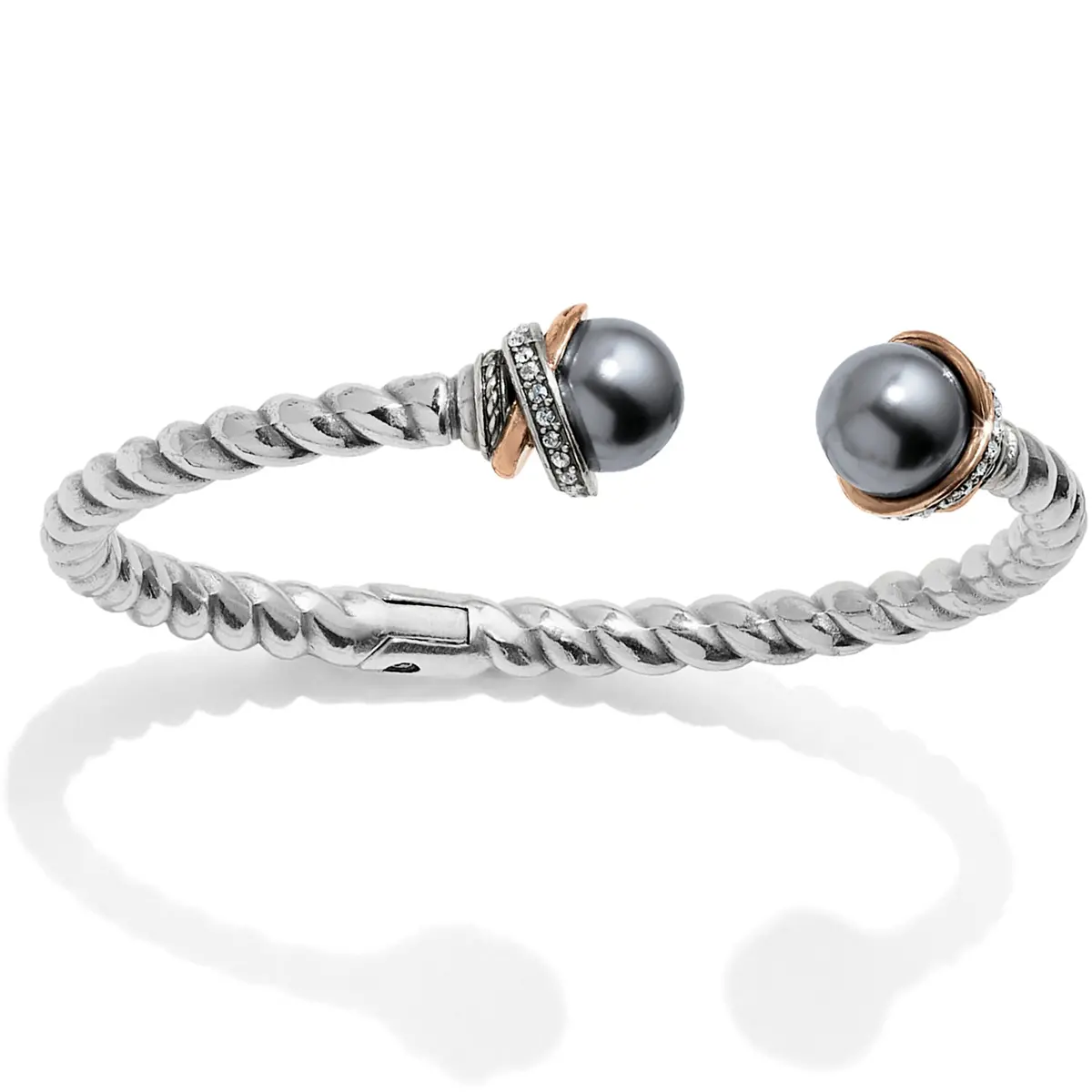 Neptune's Rings Gray Pearl Open Hinged Bangle 1