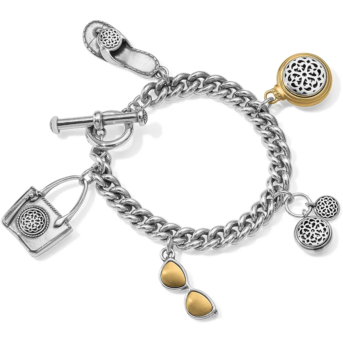 Ferrara Two Tone Toggle Charm Bracelet 1