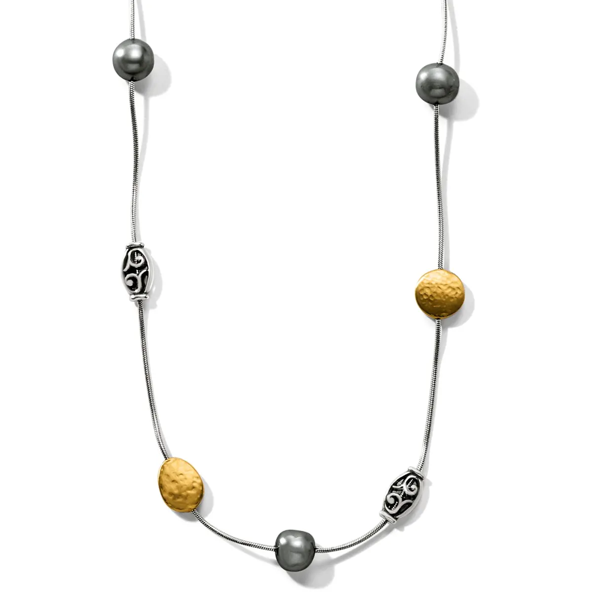 Mediterranean Gray Pearl Long Necklace 1