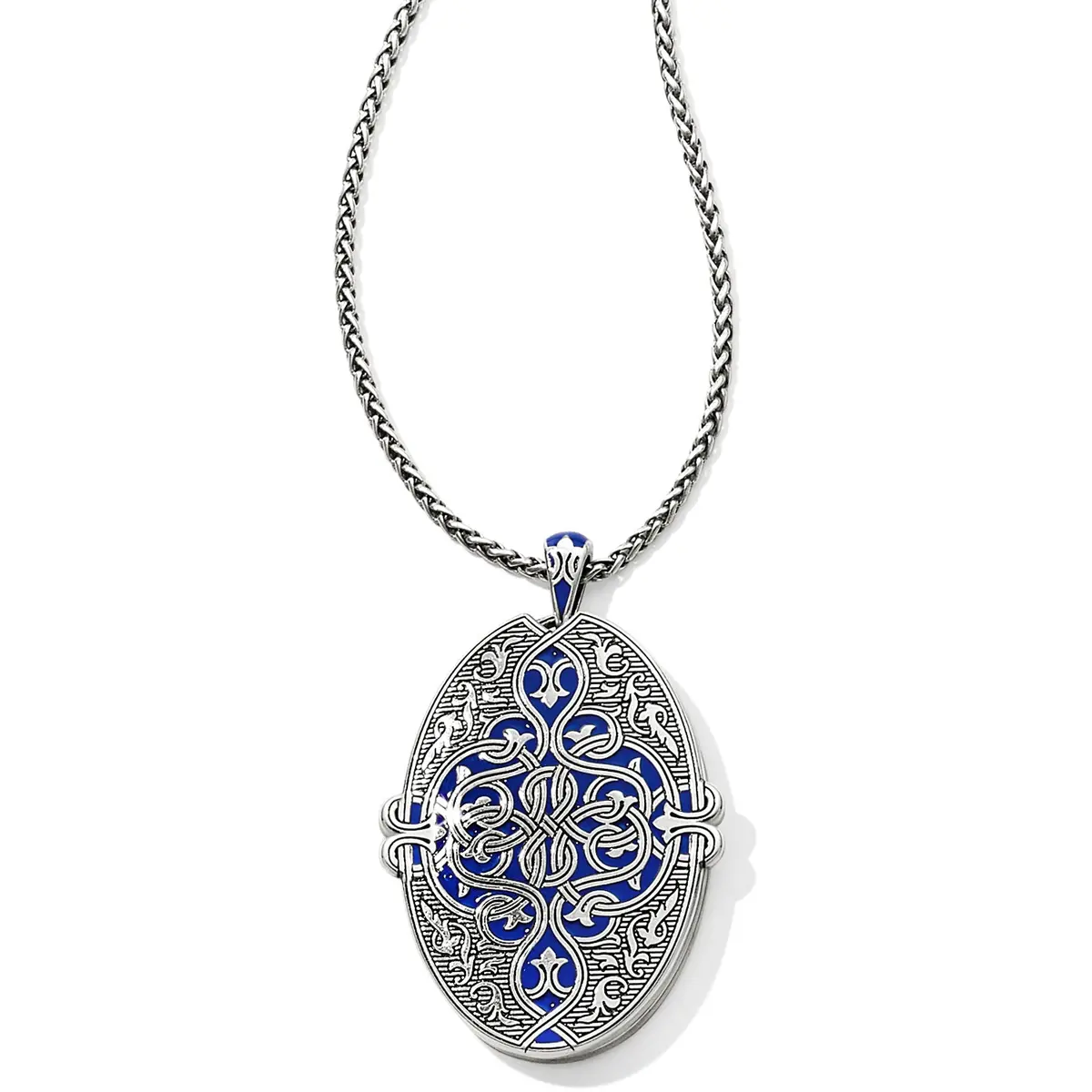 Royal Brocade Large Oval Convertible Locket Necklace 1