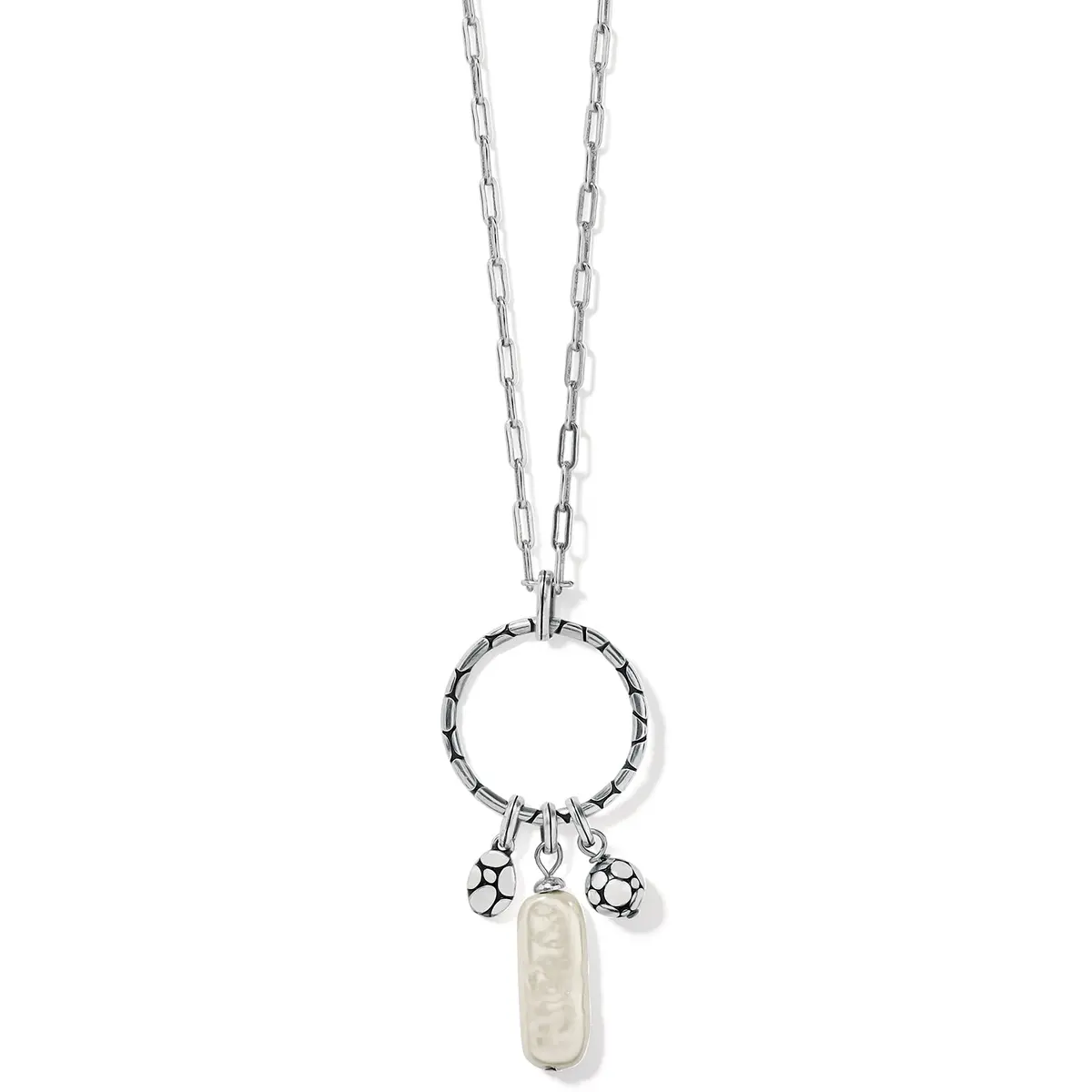Pebble Pearl Charm Ring Necklace 1