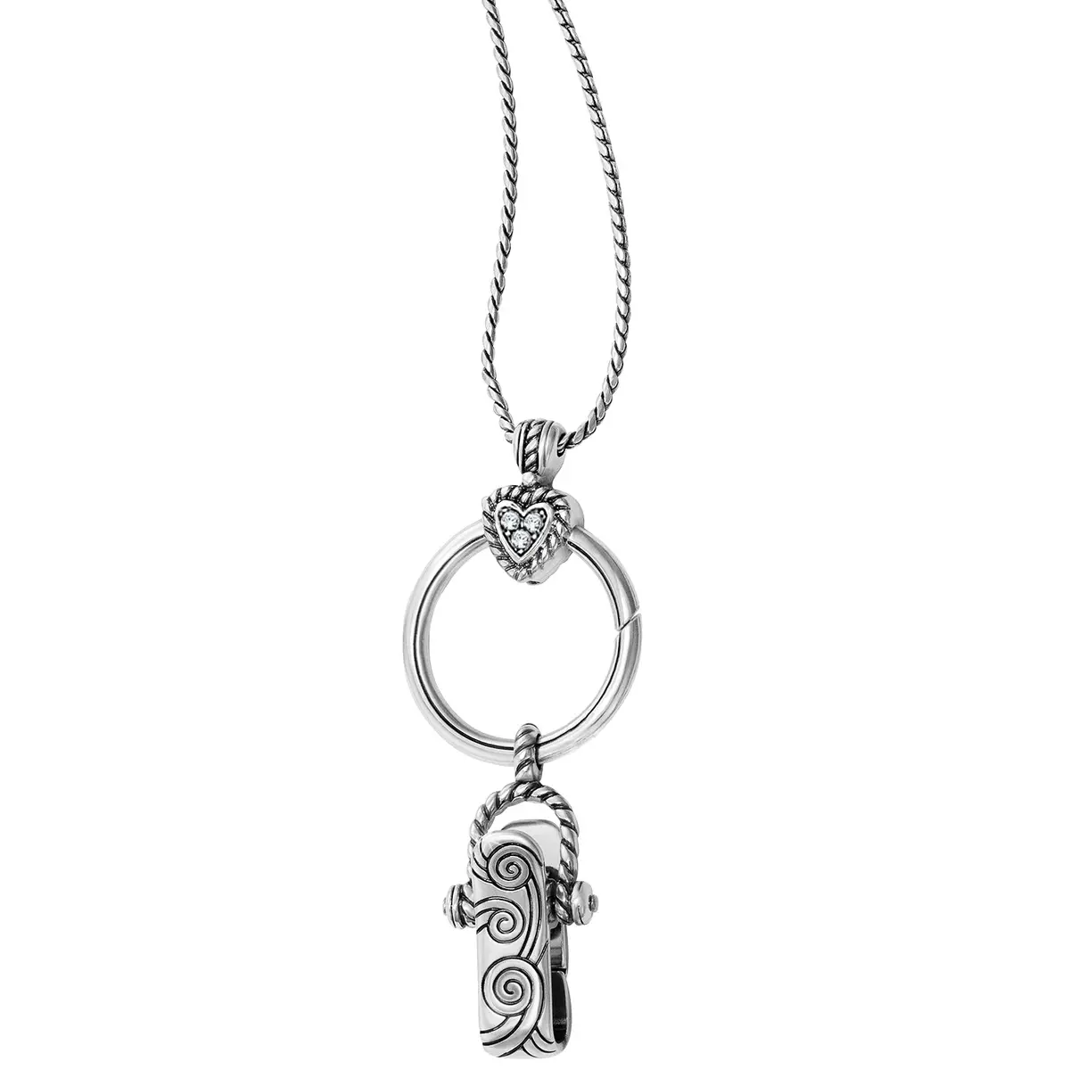 Heart Charm Reversible Badge Clip Necklace 1