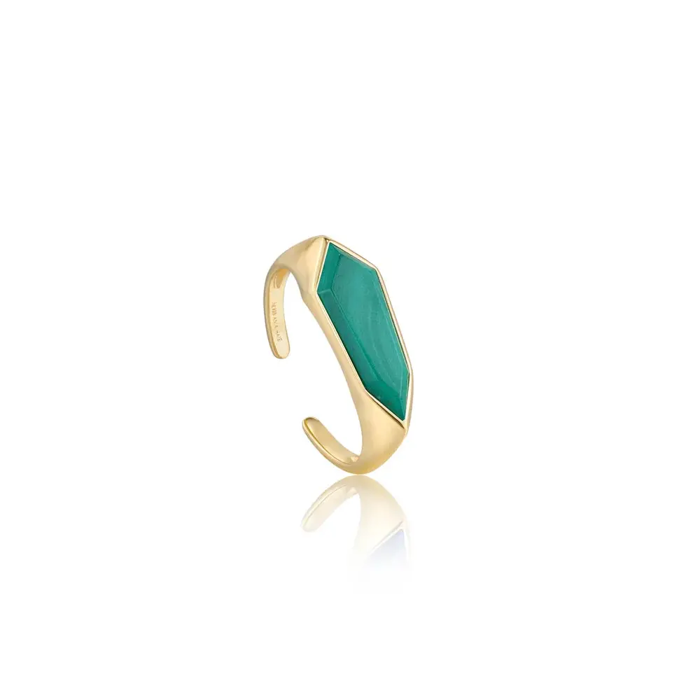 Malachite Emblem Adjustable Ring 1