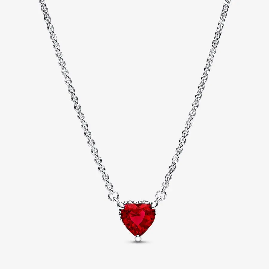 Sparkling Heart Halo Pendant Collier Necklace 1