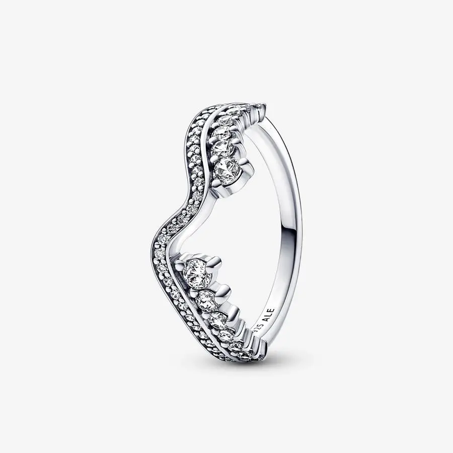 Sparkling Asymmetric Wave Ring 1