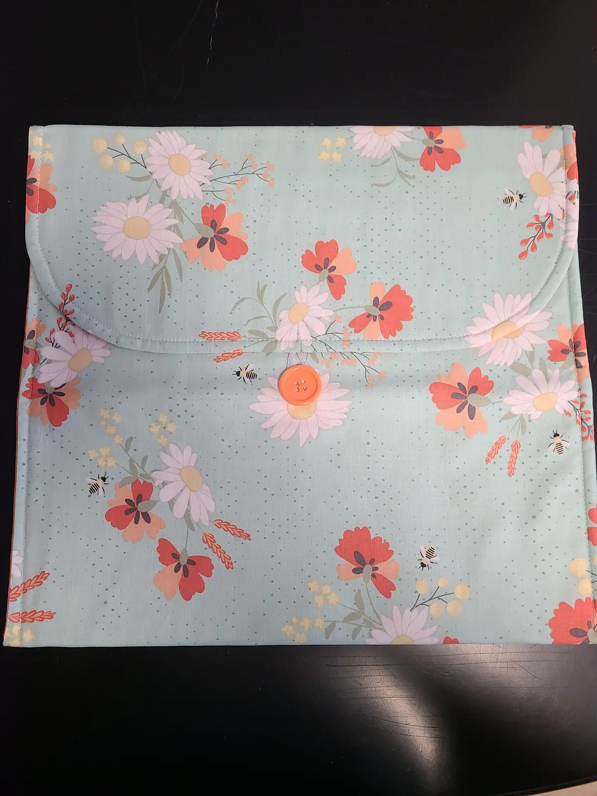 White Daisies On Mint Floral Envelope Project Bag 1
