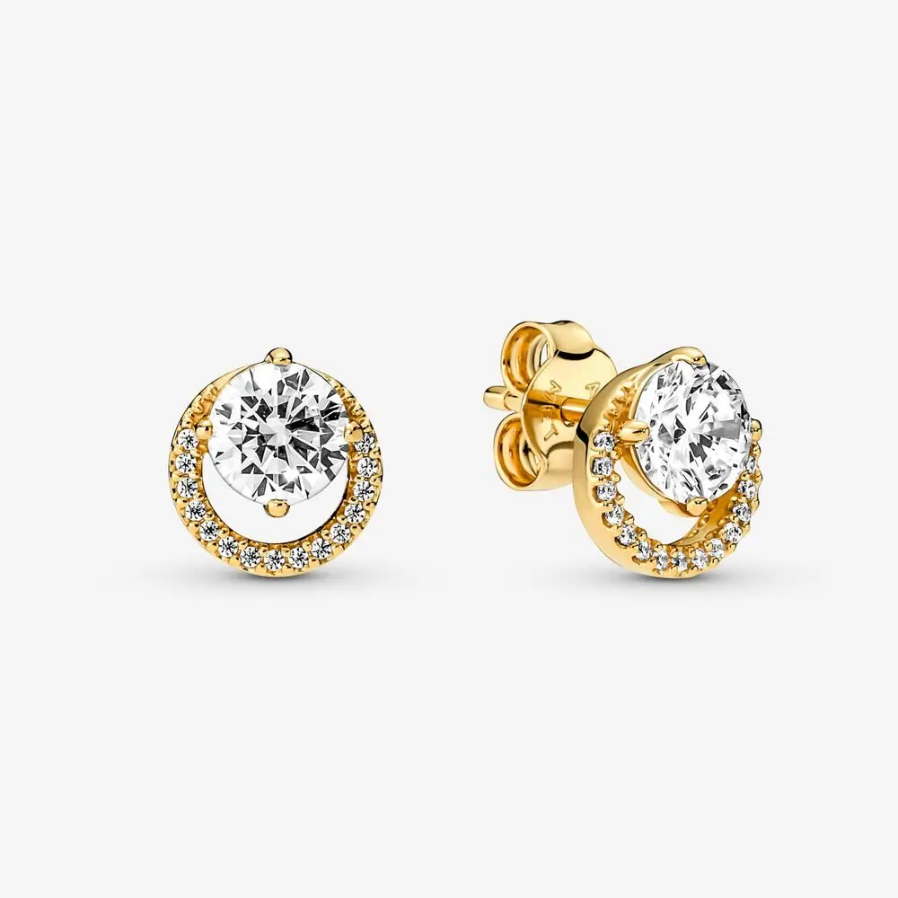 Sparkling Round Halo Stud Earrings 1