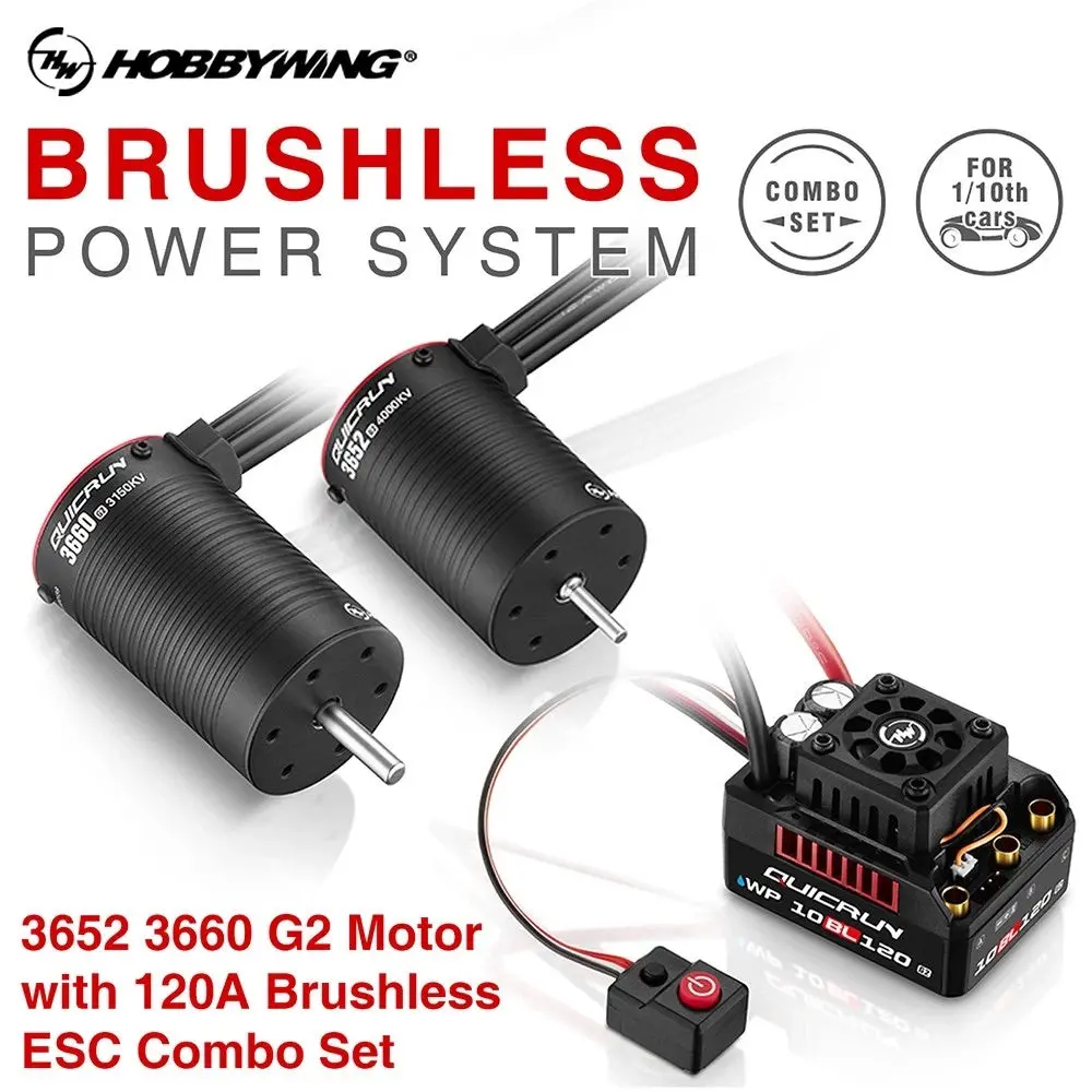 Hobbywing Quicrun Wp 10Bl120 G2 Esc + 3652/3660 Brushless Sensorless Motor Combo 1