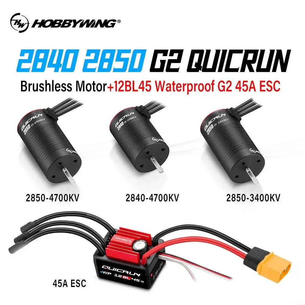 Hobbywing Quicrun Wp 12Bl45 G2 Esc & 2840/2850 Sl G2 Motor Combo 1