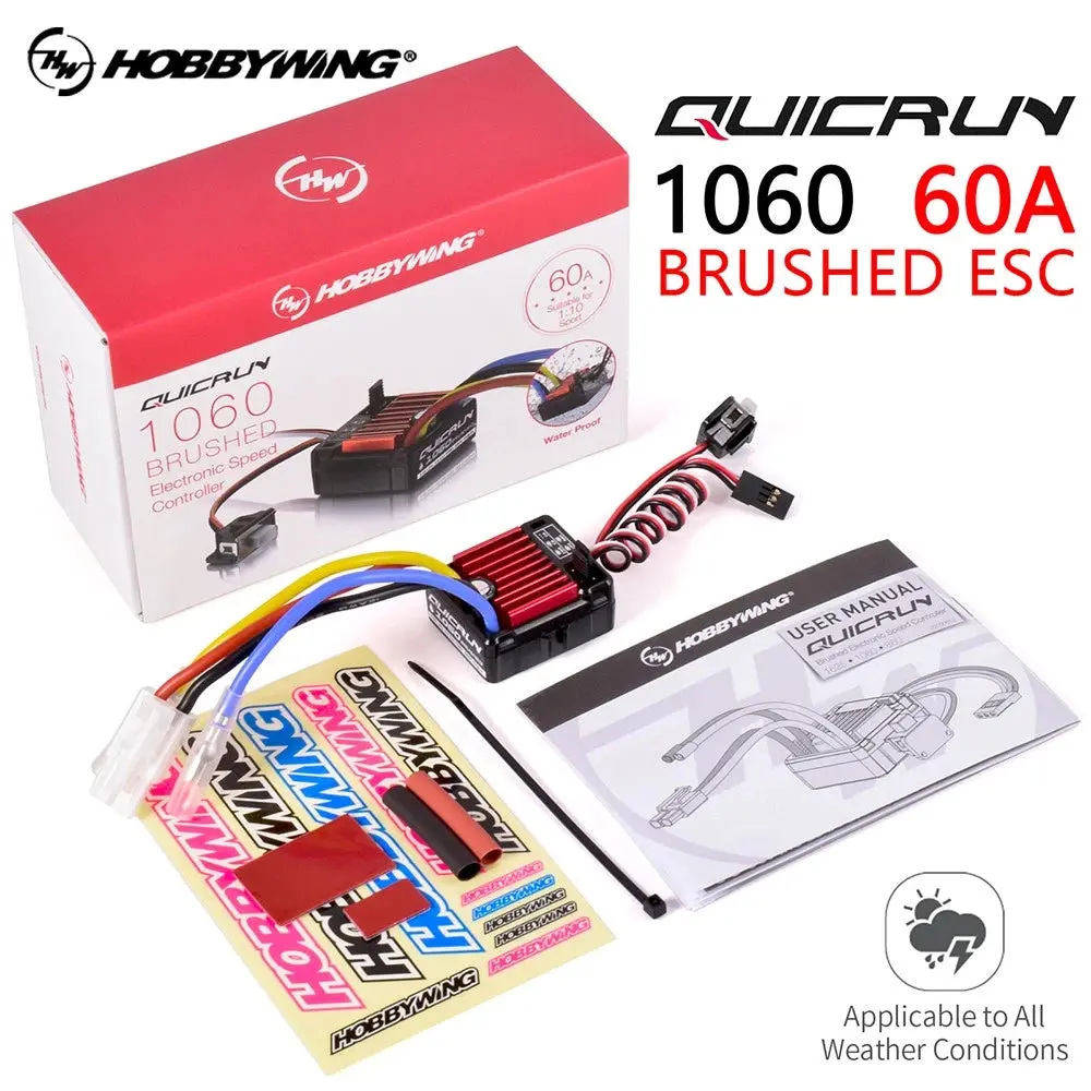 Hobbywing Quicrun Brushed Waterproof Motor Esc 60A 1060 For 1/10 Rc 1